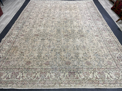 Large Floral 8.2 x 11.4 Rug OUSHAK RUG Distressed Rug 8x12 Vintage Handmade Rugs Hand Knotted Turkish Rug Soft Pink Rose Pink Light Pink