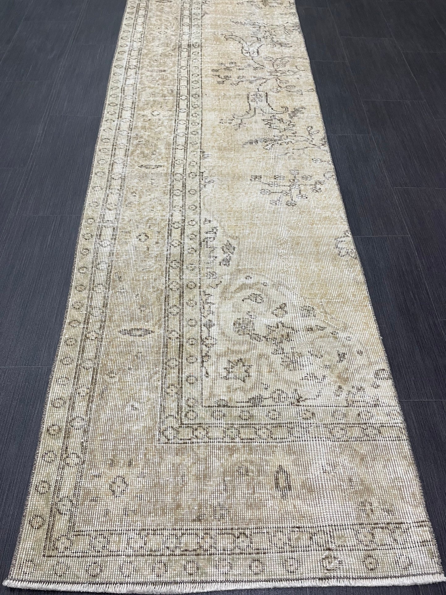 Muted Oushak Runner 2.5 x 11.5 Rug Distressed Turkish Runner Rug Vintage Runner Handmade Hallway Runner Rug Kitchen Runner Rug Wool Runner