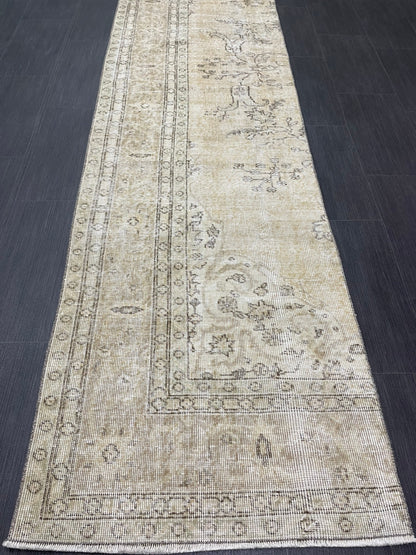 Muted Oushak Runner 2.5 x 11.5 Rug Distressed Turkish Runner Rug Vintage Runner Handmade Hallway Runner Rug Kitchen Runner Rug Wool Runner