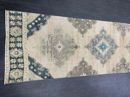 MUTED Oriental Runner Rug 3 x 12.6 Runner Antique TURKISH Runner Faded Vintage Runner Rug Muted Vintage XL Turkish Muted Runner Rug