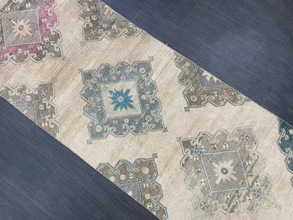 MUTED Oriental Runner Rug 3 x 12.6 Runner Antique TURKISH Runner Faded Vintage Runner Rug Muted Vintage XL Turkish Muted Runner Rug