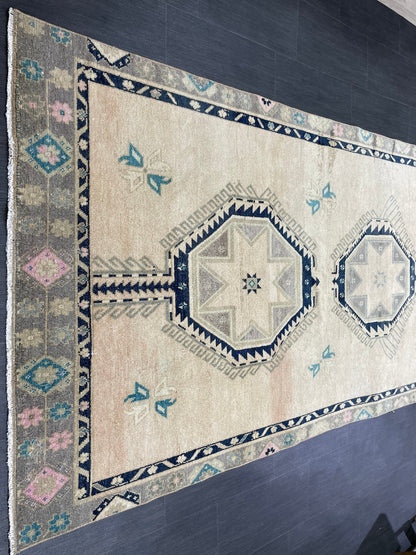 MUTED Turkish Runner Rug 4.5 x 11 Runner Antique Oushak Runner Faded Vintage Runner Rug Muted Vintage Turkish Muted Runner Rug