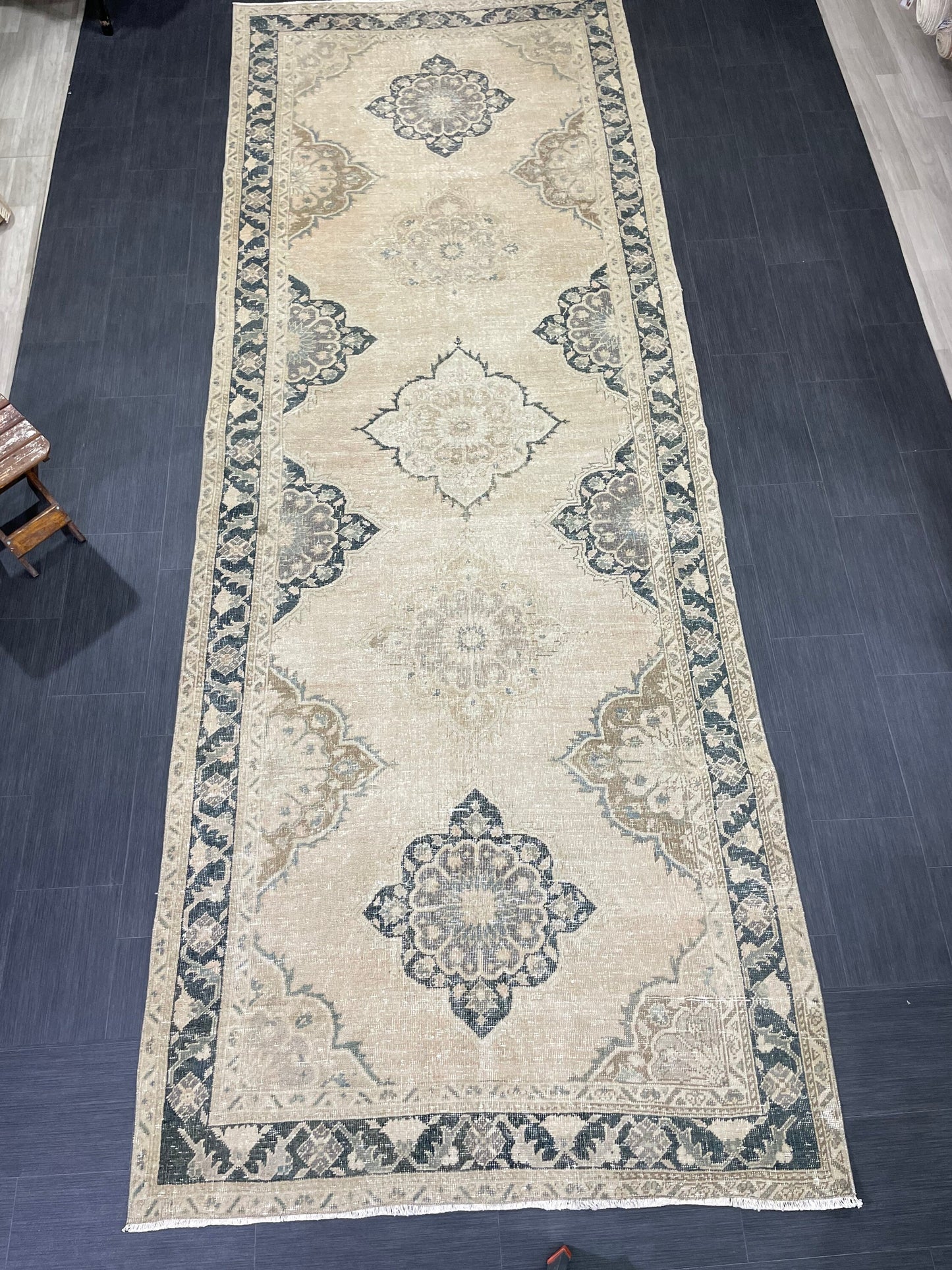 MUTED Turkish Runner Rug 5 x 13.5 Runner Antique Oushak Runner Faded Vintage Runner Rug Muted Vintage Muted Runner Rug Persian Runner