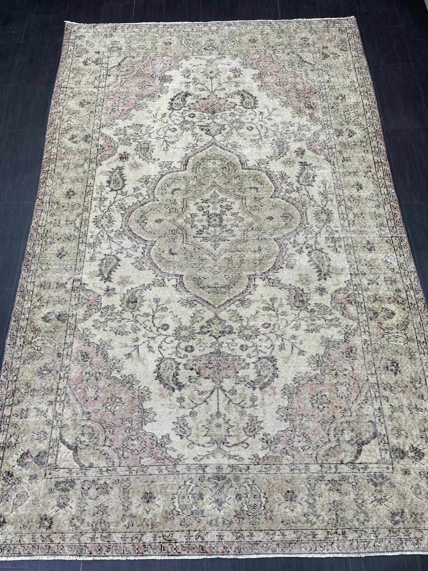 Large Handmade 6.2 x 9.7 RUG TURKISH Oushak Rug Vintage Hand Knotted Muted Rug Distressed Rug Persian Rugs Vintage Turkish Rug Oriental Rug