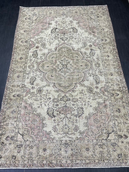 Large Handmade 6.2 x 9.7 RUG TURKISH Oushak Rug Vintage Hand Knotted Muted Rug Distressed Rug Persian Rugs Vintage Turkish Rug Oriental Rug