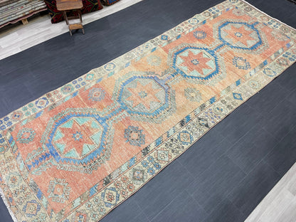 Oushak Runner Rug Turkish 4.6 x 12.5 Runner Rug Vintage Runner Rug Hallway Runner Rug Kitchen Runner Rug Wool Runner Rug Wool Oushak Rug