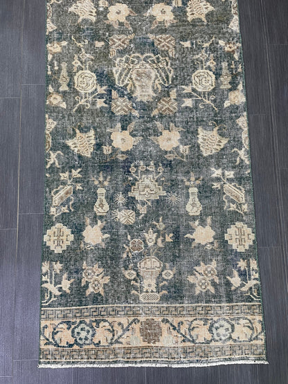 Vintage Runner Rug 2.5 x 7 Turkish Runner Rug Varigated  Brown Vintage Runner Rug Hallway Runner Rug Kitchen Runner Rug Wool Runner