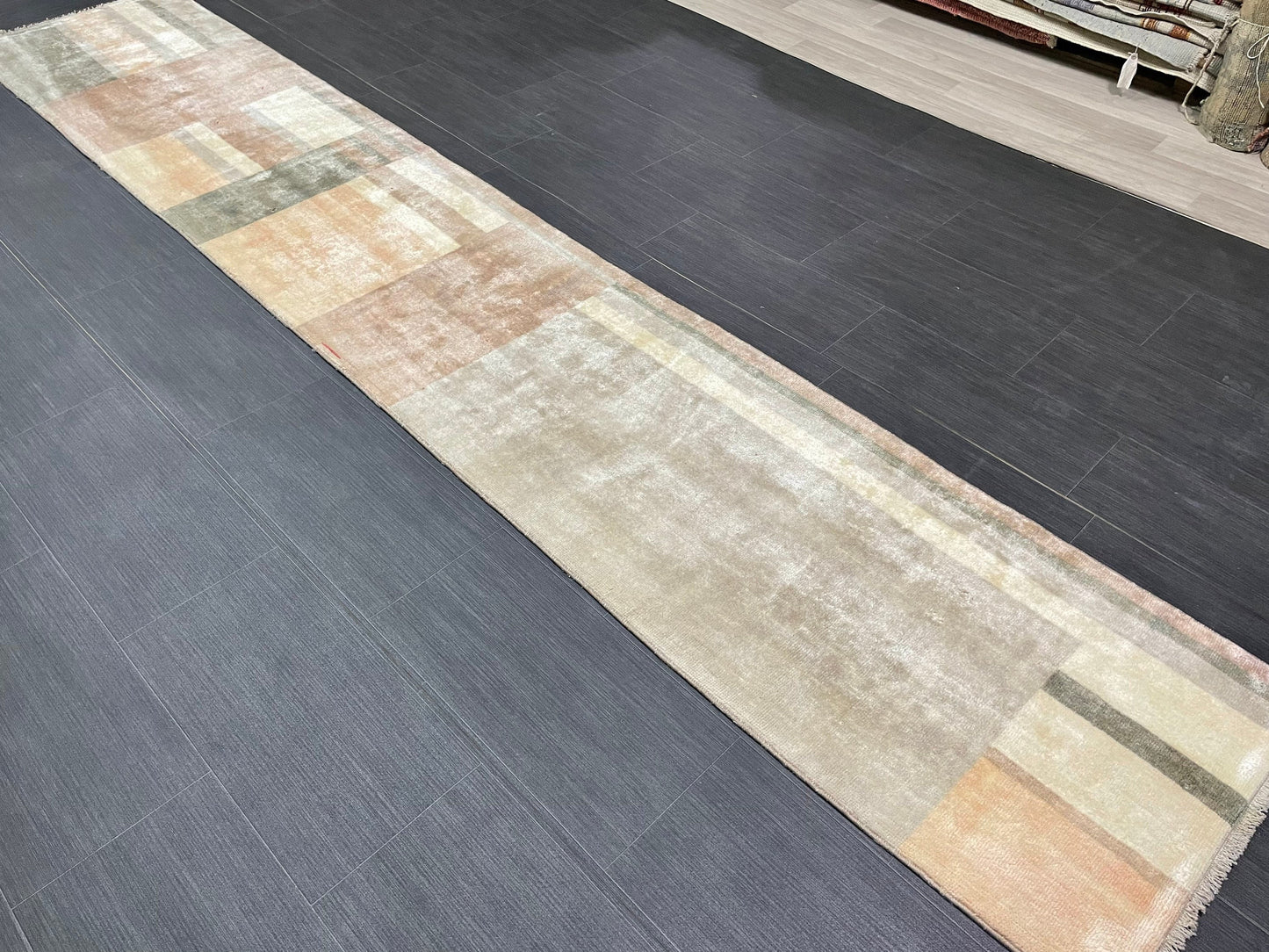 Hand Knotted Runner Rug 2 x 10.9 Modern     Oushak Runner Rug Turkish Runner Rug Abstract Rug Hallway Runner Kitchen Runner Wool Runner