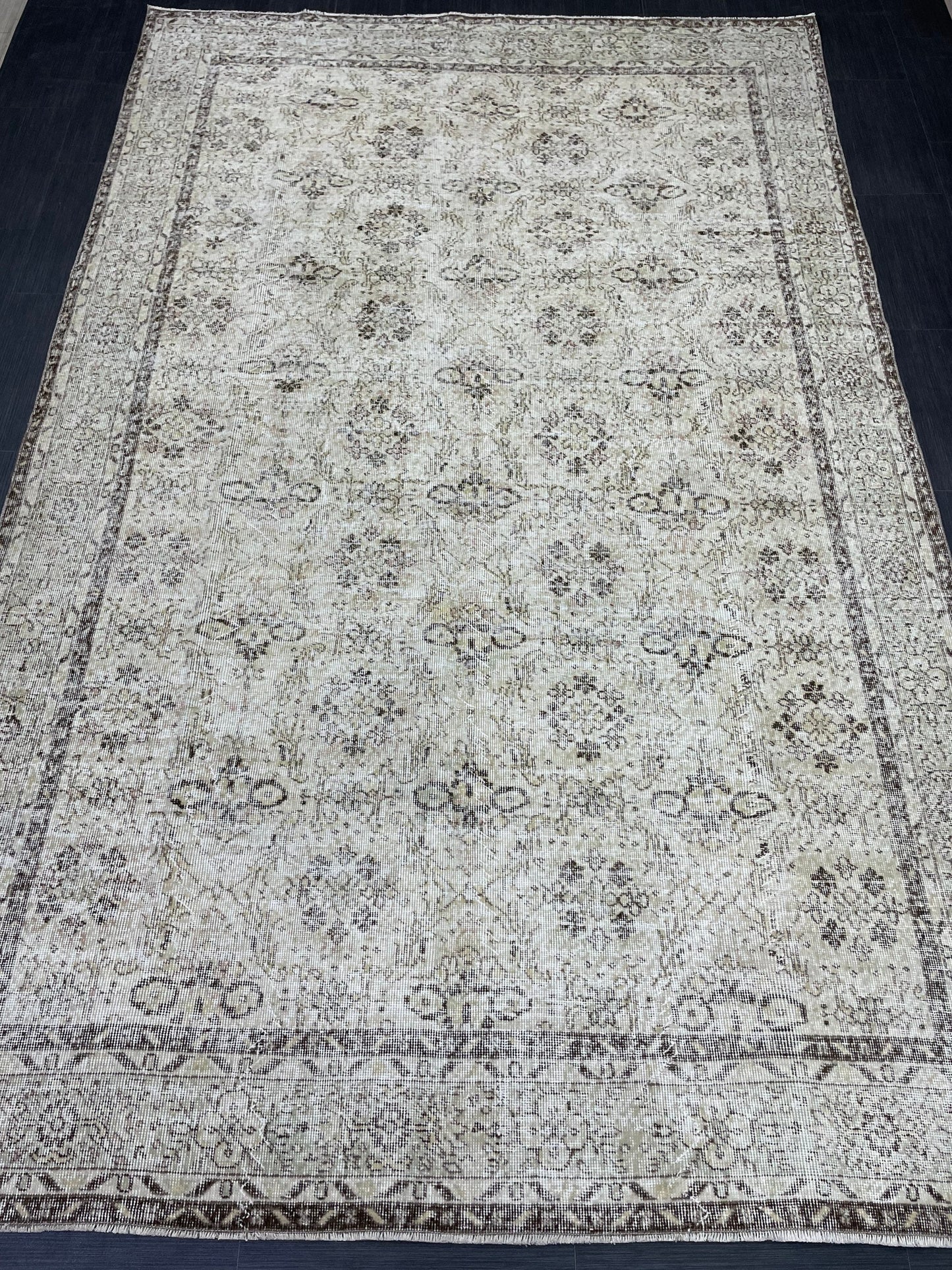 Hand Knotted Rug 6.7 x 10.5 TURKISH Rug Vintage Rug Oushak Rug Wool Distressed Rug Handmade Rugs Vintage Turkish Rug