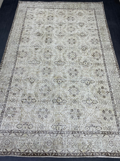 Hand Knotted Rug 6.7 x 10.5 TURKISH Rug Vintage Rug Oushak Rug Wool Distressed Rug Handmade Rugs Vintage Turkish Rug