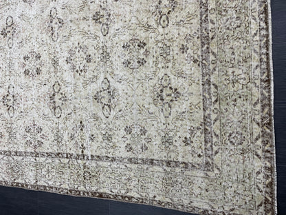 Hand Knotted Rug 6.7 x 10.5 TURKISH Rug Vintage Rug Oushak Rug Wool Distressed Rug Handmade Rugs Vintage Turkish Rug