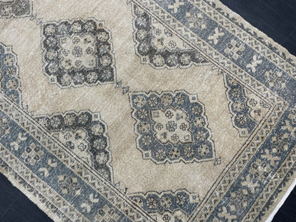 Vintage Hand Knotted Rug Vintage 4.2 x 11  Runner Muted Runner Rug Turkish Runner Rug Vintage Runner Rug Star Kitchen Runner Most See Rug
