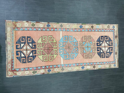 Muted Vintage Runner Rug 2.9 x 6.8  Turkish Runner Rug Vintage Muted Runner Rug Hallway Runner Soft Wool Runner