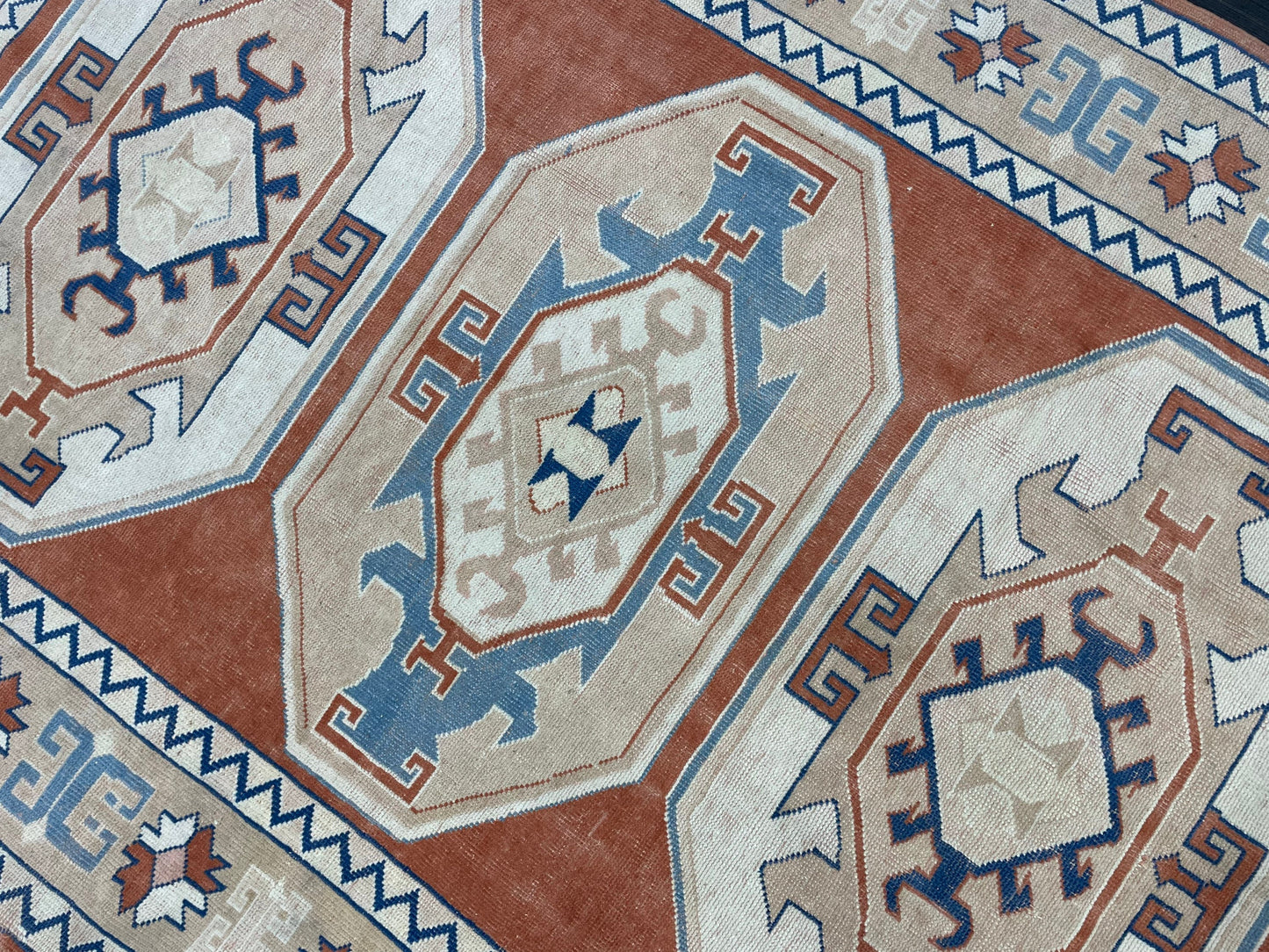 Large Oushak Rug, Vintage 6 x 8.4 Rug, Handmade Rug, Vintage Turkish Rugs, WOOL RUGS, High Quality Orange Hand Knotted Rug