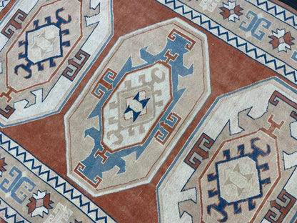 Large Oushak Rug, Vintage 6 x 8.4 Rug, Handmade Rug, Vintage Turkish Rugs, WOOL RUGS, High Quality Orange Hand Knotted Rug