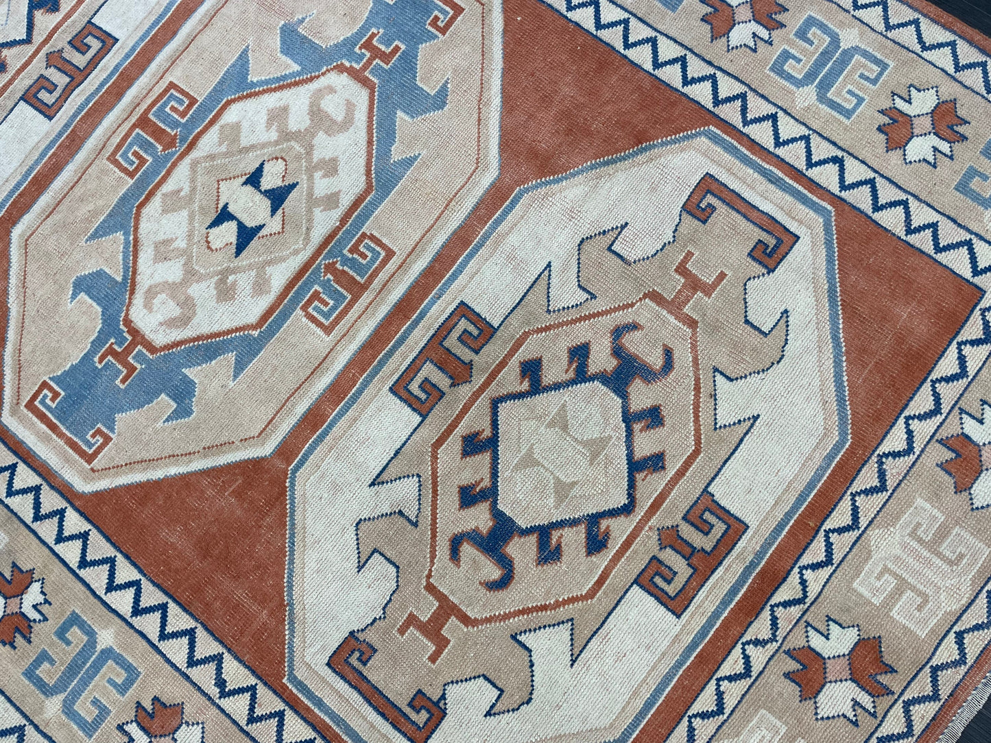 Large Oushak Rug, Vintage 6 x 8.4 Rug, Handmade Rug, Vintage Turkish Rugs, WOOL RUGS, High Quality Orange Hand Knotted Rug