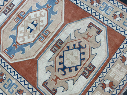 Large Oushak Rug, Vintage 6 x 8.4 Rug, Handmade Rug, Vintage Turkish Rugs, WOOL RUGS, High Quality Orange Hand Knotted Rug