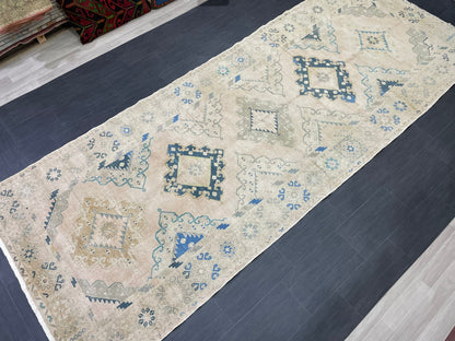 Muted Oushak Runner 5 x 13.3 Rug Turkish Runner Rug Faded Vintage Runner Rug Hallway Runner Rug Neutral Kitchen Runner Rug Wool Runner Rug