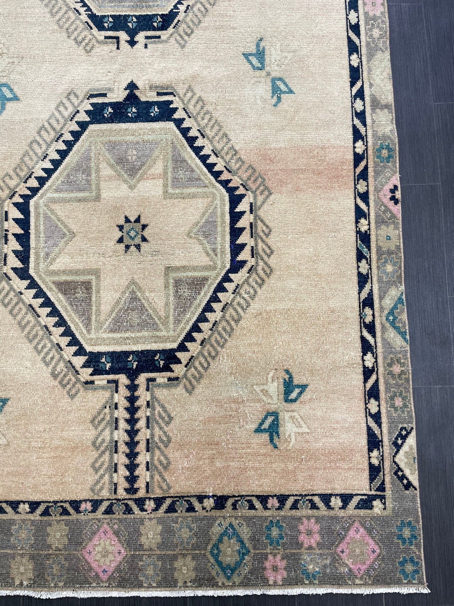 MUTED Turkish Runner Rug 4.5 x 11 Runner Antique Oushak Runner Faded Vintage Runner Rug Muted Vintage Turkish Muted Runner Rug