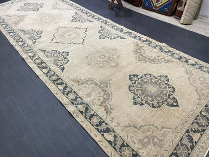 MUTED Turkish Runner Rug 5 x 13.5 Runner Antique Oushak Runner Faded Vintage Runner Rug Muted Vintage Muted Runner Rug Persian Runner