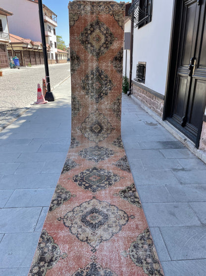 Distressed Vintage Runner Extra Long Turkish Runner 2.7 x 19.3 Stair Runner Rug Vintage Runner XL Oriental Runner Staircase Handmade Runner