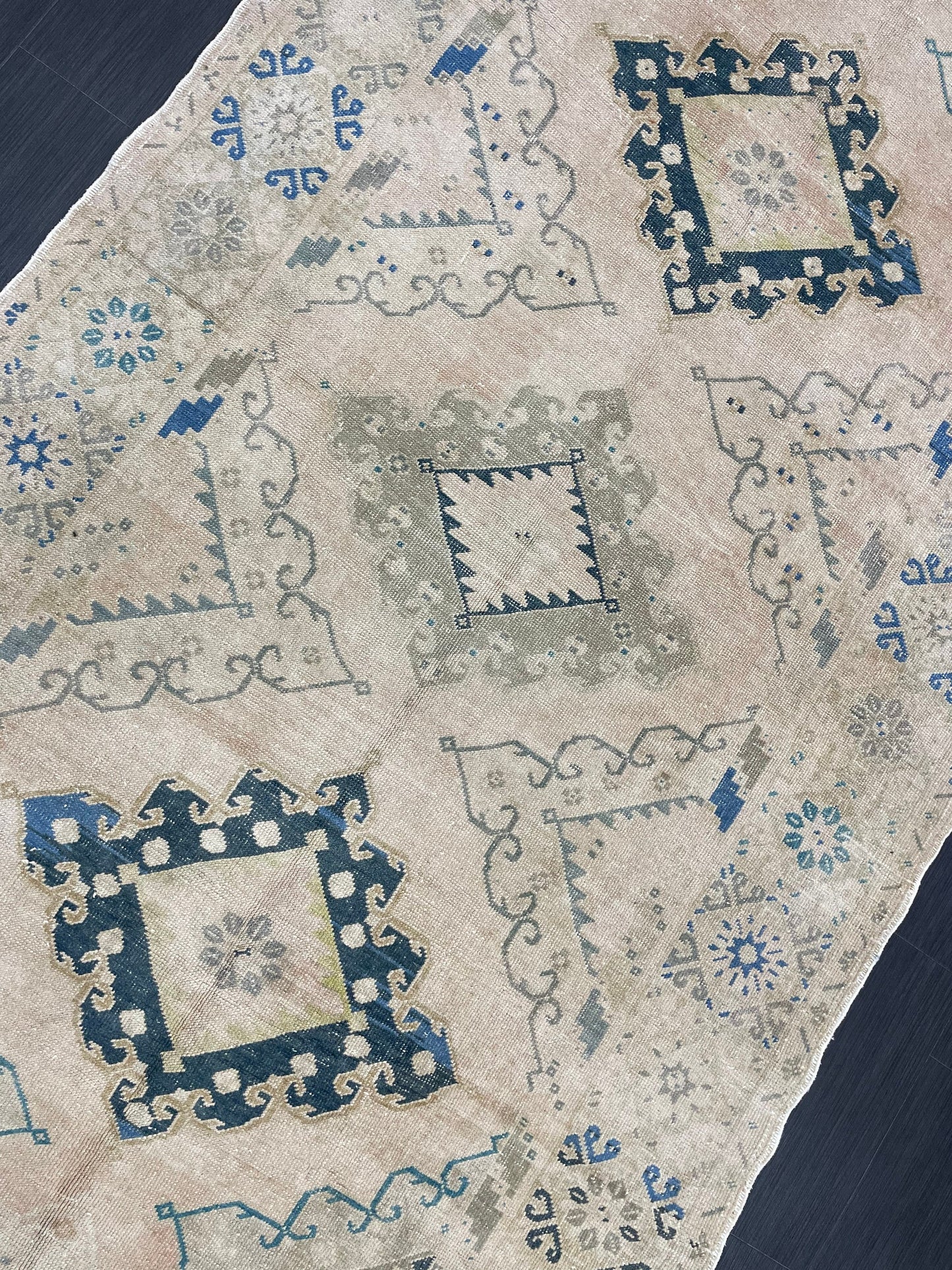 Muted Oushak Runner 5 x 13.3 Rug Turkish Runner Rug Faded Vintage Runner Rug Hallway Runner Rug Neutral Kitchen Runner Rug Wool Runner Rug