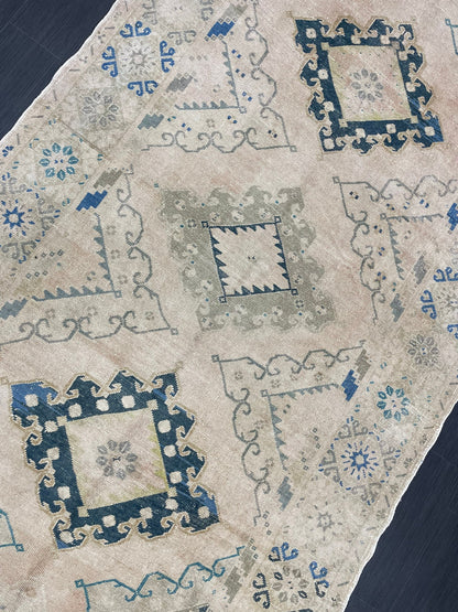 Muted Oushak Runner 5 x 13.3 Rug Turkish Runner Rug Faded Vintage Runner Rug Hallway Runner Rug Neutral Kitchen Runner Rug Wool Runner Rug