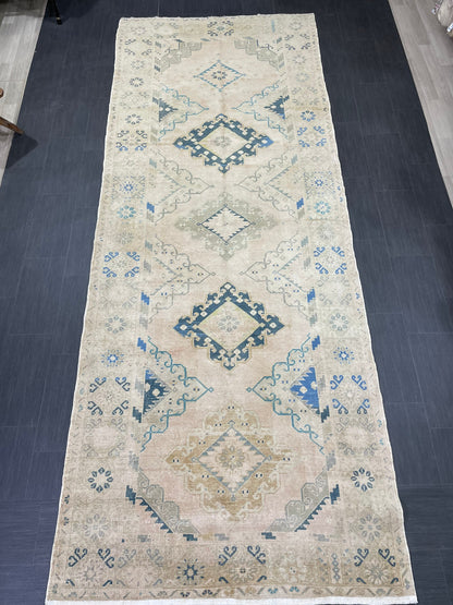 Muted Oushak Runner 5 x 13.3 Rug Turkish Runner Rug Faded Vintage Runner Rug Hallway Runner Rug Neutral Kitchen Runner Rug Wool Runner Rug