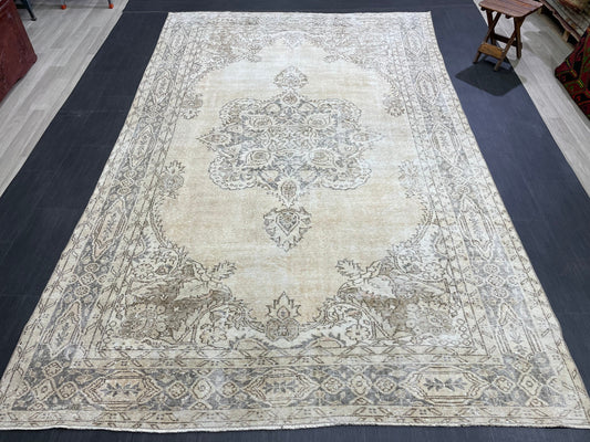 Muted Persian RUG 6.6 x 10.5 Turkish Oushak Rug Vintage Antique Rug Vintage Rug Wool Muted Oriental Rug Handmade Rug Hand Knotted Rug