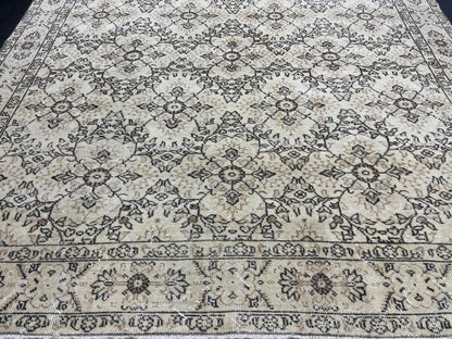 Muted Persian RUG 6.9 x 11 Turkish Rug Natural Rug Antique Rug Vintage Rug Wool Muted Oriental Rug Handmade Rug Hand Knotted Rug 7x11 rug