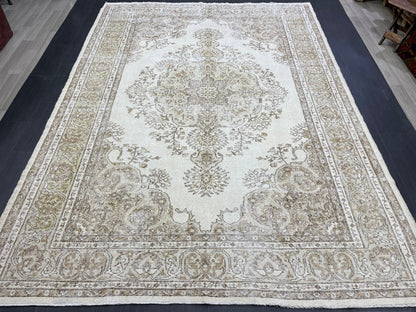 Vintage RUG 7.2 x 10 Antique Rug Vintage Wool  Oriental Rug Handmade Rug Hand Knotted  Rug NATURAL Wool Rug Turkish Rug