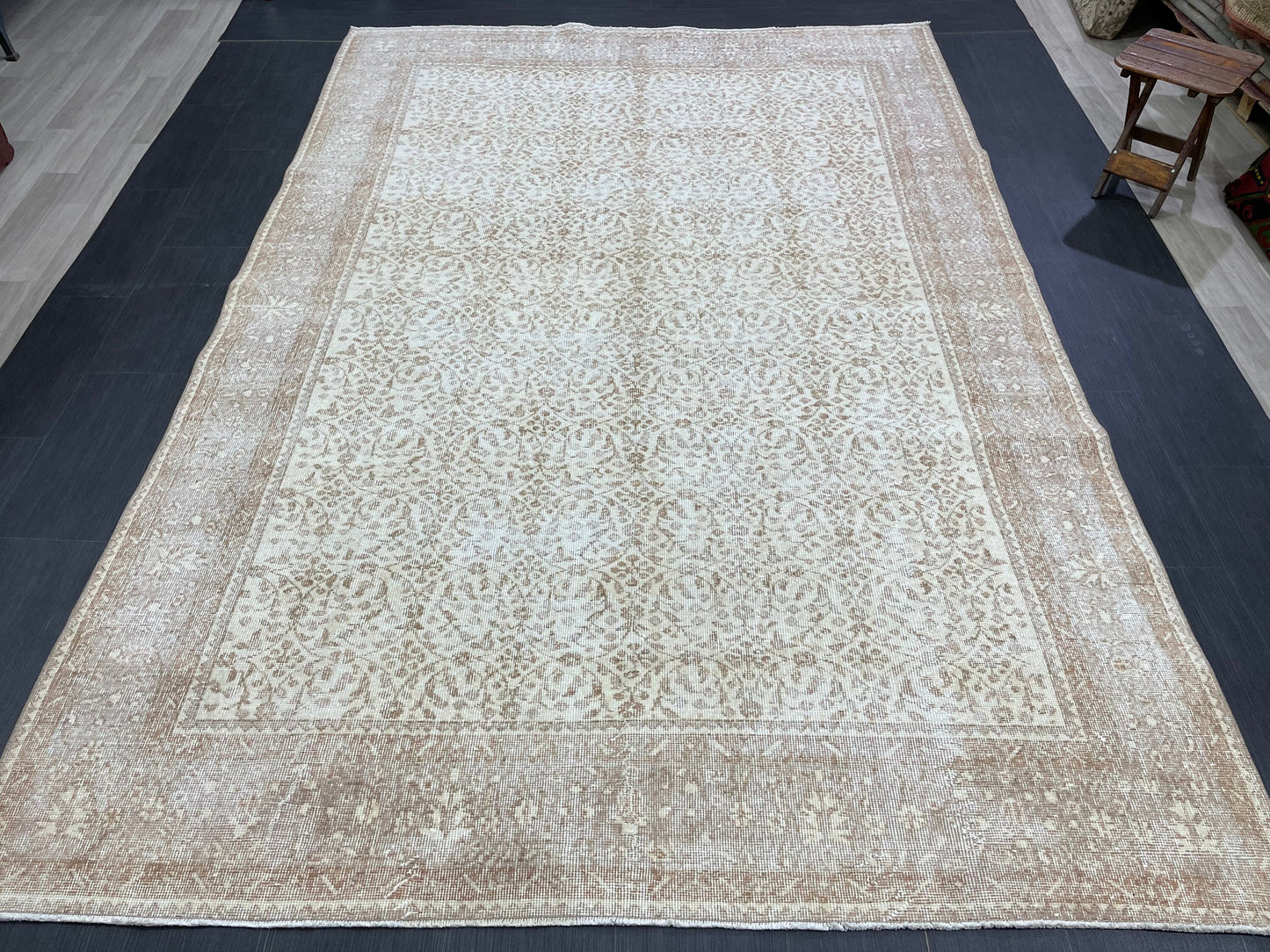 Muted Persian RUG 6.7 x 10 Turkish Oushak Rug Neutral Antique Rug Vintage Rug Wool Muted Oriental Rug Handmade Rug Hand Knotted Rug