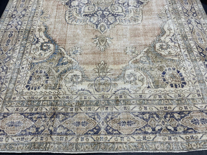 Muted Persian RUG 7.4 x 10.7 Turkish Oushak Rug Vintage Large Rug Vintage Rug Wool Muted Distressed Rug Handmade Rug Hand Knotted Rug