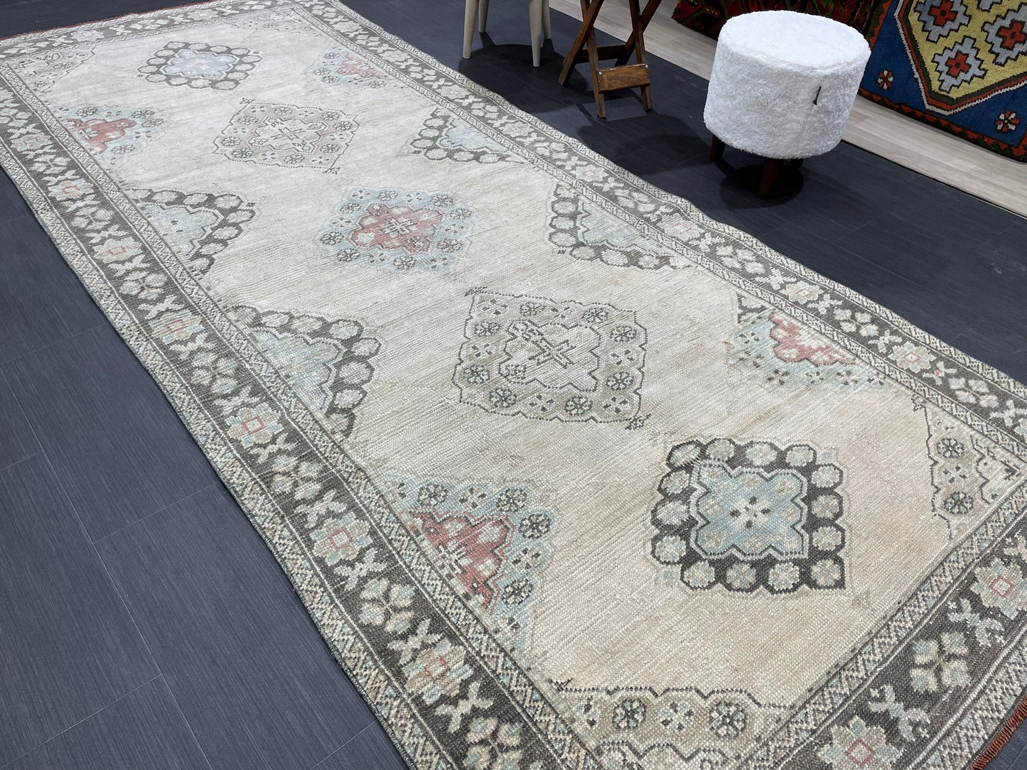 Antique Runner RUG 4.3 x 10.4 TURKISH Oushak Rug Vintage Runner Rug Vintage Runner Rug Wool Oushak Rug Handmade Rug Hand Knotted Rug