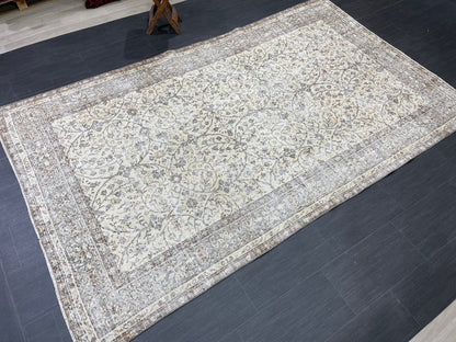 Vintage Rug TURKISH 5.5 x 9 Rug Handmade Rug Distressed Rug  Large Turkish Oushak Rug Oushak Rug, Wool Rug Hand Knotted Rug