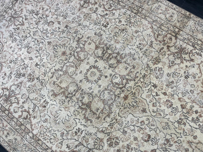 Muted Persian RUG Neutral Vintage 6.4 x 9.7 Rug Large Vintage Rug Wool Oushak Rug Hand Made Rugs Vintage Turkish Rug Neutral Rug