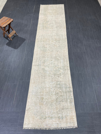 Muted Distressed Runner Rug Muted Turkish 2.3 x 10.6 Runner Rug Vintage Runner Rug Muted Hallway Runner Rug Kitchen Runner Rug Wool Runner