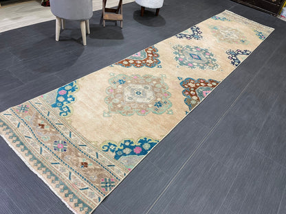 Handmade Runner RUG 2.5 x 11.5TURKISH Oushak Rug Vintage Runner Rug Vintage Runner Rug Wool Oushak Rug Antique Rug Hand Knotted Rug