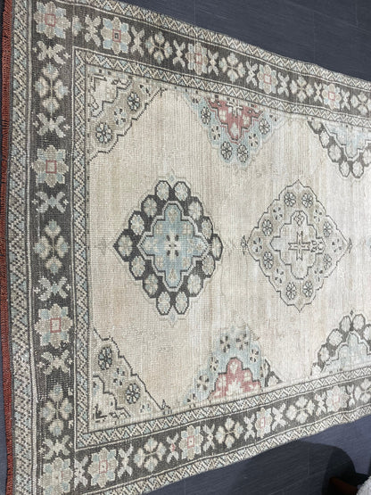 Antique Runner RUG 4.3 x 10.4 TURKISH Oushak Rug Vintage Runner Rug Vintage Runner Rug Wool Oushak Rug Handmade Rug Hand Knotted Rug