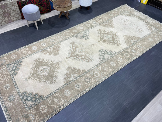 Handmade 5 x 12.4 Runner Rug, Oushak Runner Rug, Turkish Runner Rug, Hand Knotted Runner Rug, Hallway Runner Rug Kitchen Runner Wool Runner