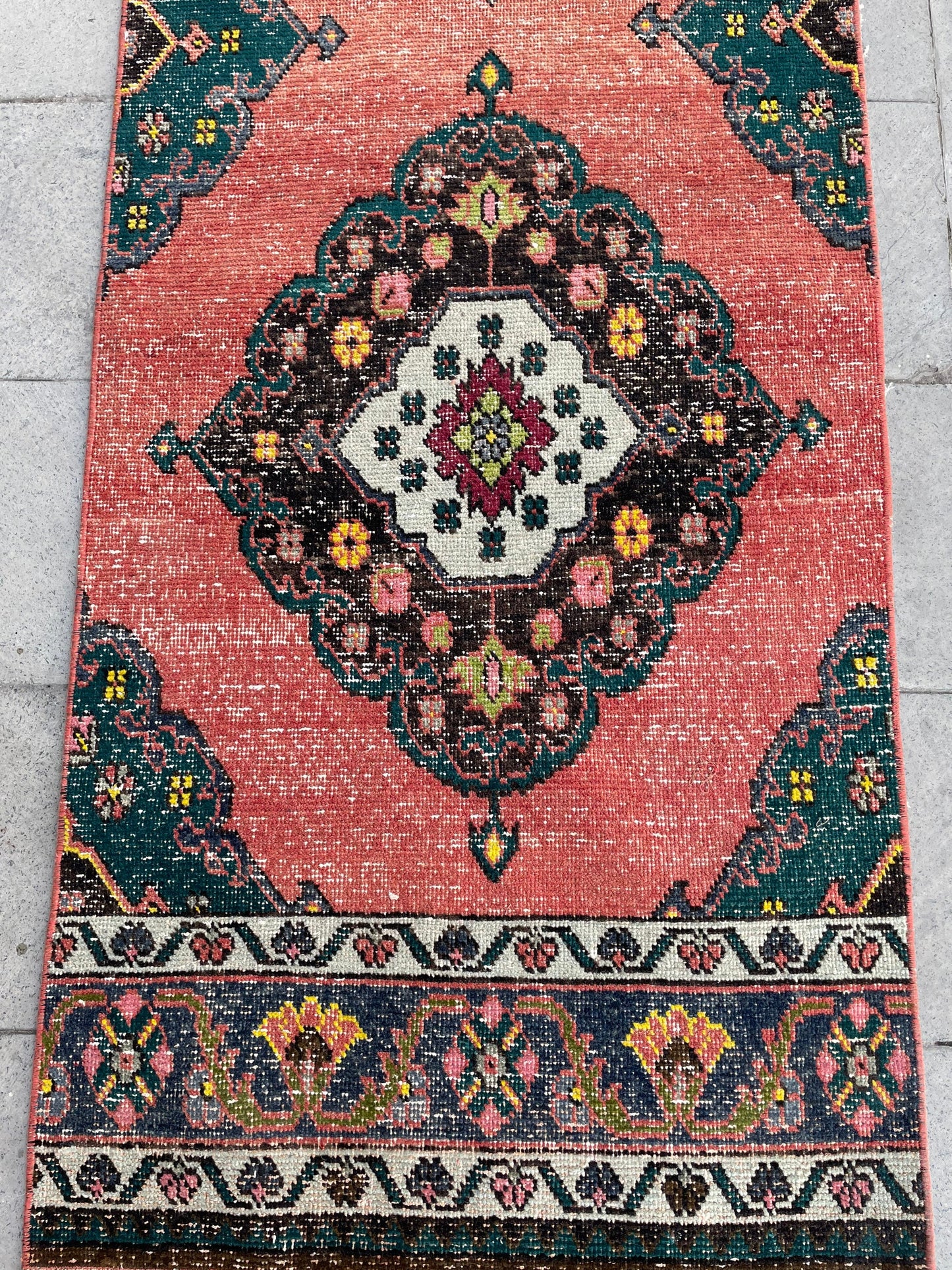 Staircase Runner Rug 2.5 x 16.4 Extra Long Wool TURKISH Runner Rug Handmade Runner Rug VINTAGE Runner Hand Knotted Runner Distressed rug