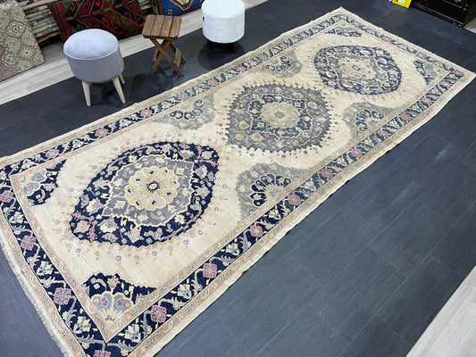 Vintage Oushak 5 x 11 Rug Wool Hand Knotted Rug Handmade Rug Antique Rug Old Rug Authentic Oushak Rug Fun Rug one of a kind rug