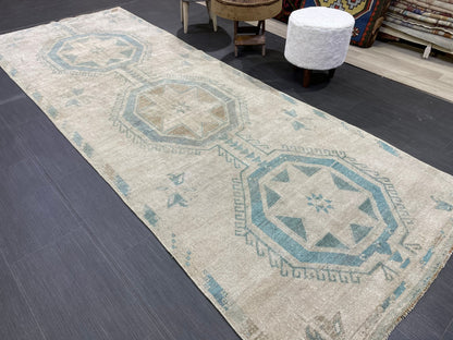 Antique Runner Rug, Vintage 3.7 x 10 Runner Rug, Persian Runner, Handmade Runner Rug, Turkish Runner Rug, Kitchen Runner, Hallway Runner
