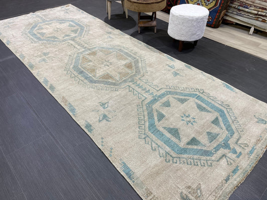 Antique Runner Rug, Vintage 3.7 x 10 Runner Rug, Persian Runner, Handmade Runner Rug, Turkish Runner Rug, Kitchen Runner, Hallway Runner