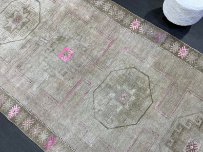 Muted Vintage RUG 5 x 11.6 TURKISH Rug Antique Rug Vintage Rug Wool Oushak Rug Large Handmade Rug Hand Knotted Rug