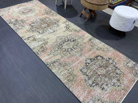 Distressed VINTAGE Rugs, Handmade Runner Rug, Oushak 2.7 x 7.6 Rug, Rustic Runner Rug, Antique Rug, Turkish Rug, Farmhouse Rug, Wool rug