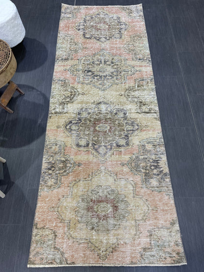 Distressed VINTAGE Rugs, Handmade Runner Rug, Oushak 2.7 x 7.6 Rug, Rustic Runner Rug, Antique Rug, Turkish Rug, Farmhouse Rug, Wool rug