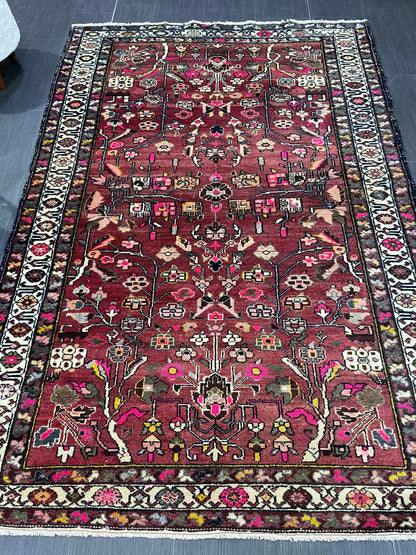 Persian RUG, Fine Hand Knotted 4.6 x 6.9 Rug, Turkish Vintage Oriental Rug, Vintage Rug, Fine Knotted Antique Rug, Wool Living room Rug,