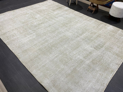 Neutral Vintage Rug Distressed 6.3 x 8.5 Rug Turkish Rug Muted Hand Knotted Wool Rug Handmade Rug Antique Rug