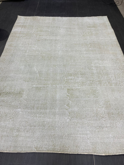 Neutral Vintage Rug Distressed 6.3 x 8.5 Rug Turkish Rug Muted Hand Knotted Wool Rug Handmade Rug Antique Rug